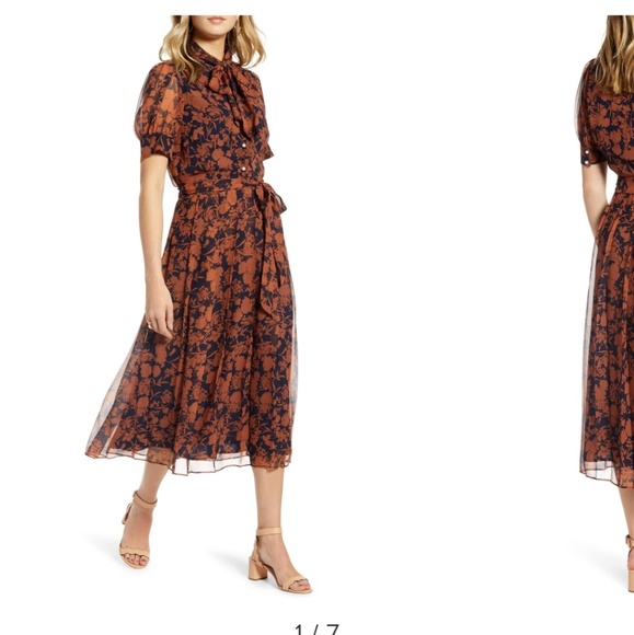 ISO 1901 Floral Button Front Pleated Dress - Picture 2 of 2